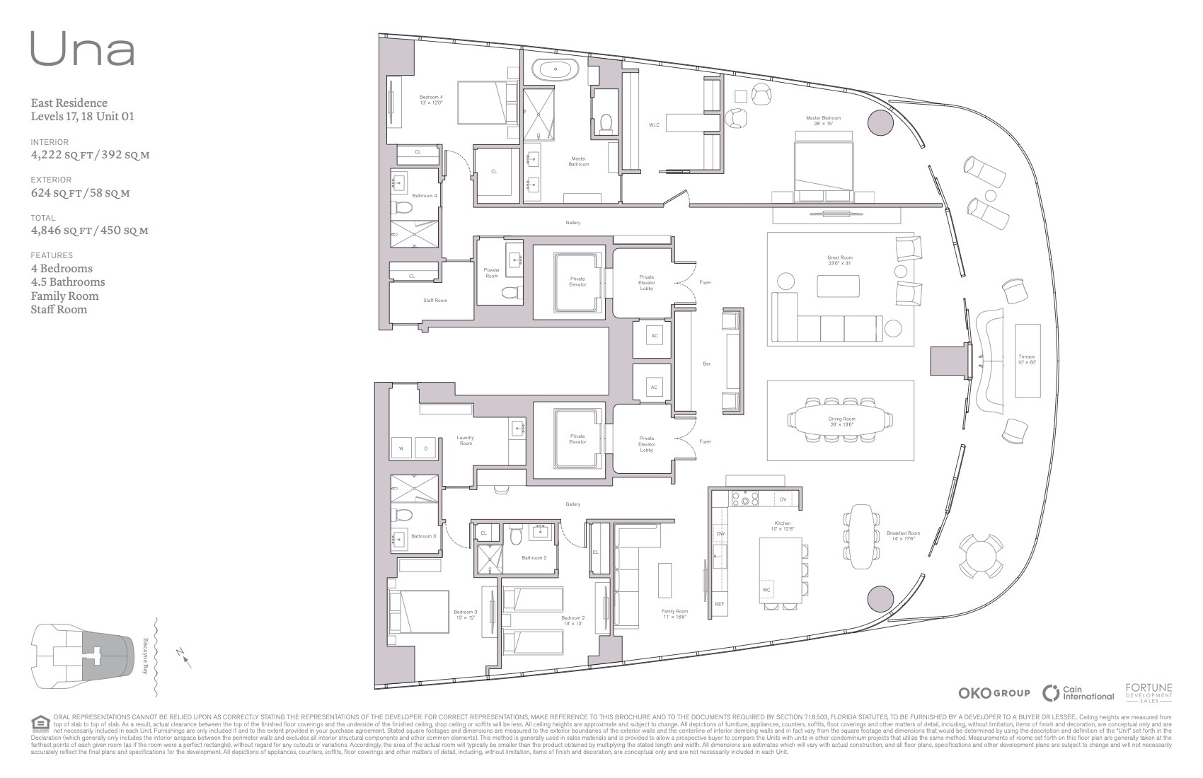 Floor Plan for Una Residences Floor Plans, E 17-18 Unit 01